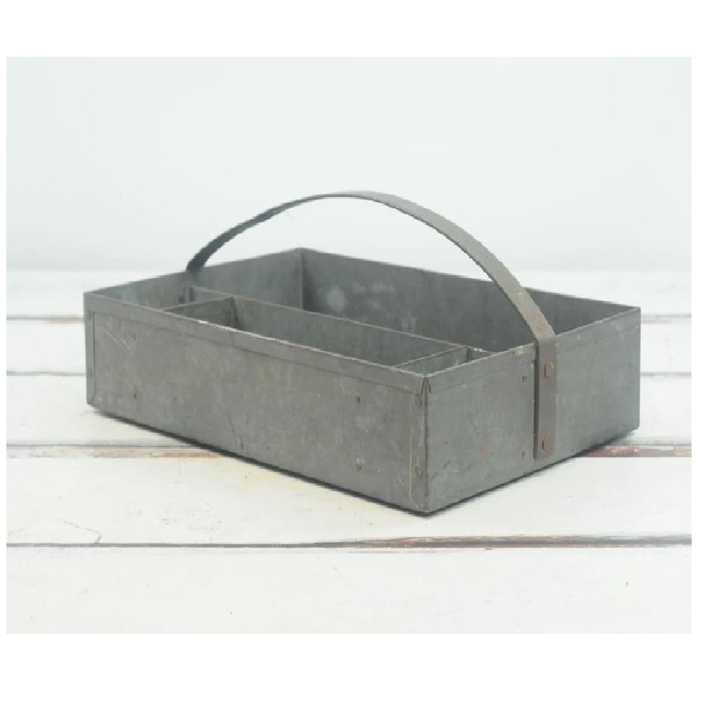 2 Tier Kitchen Storage Galvanized Tool Caddy Greyish Color With Fountain Shape Galvanized Collection Storage And Shelving Units