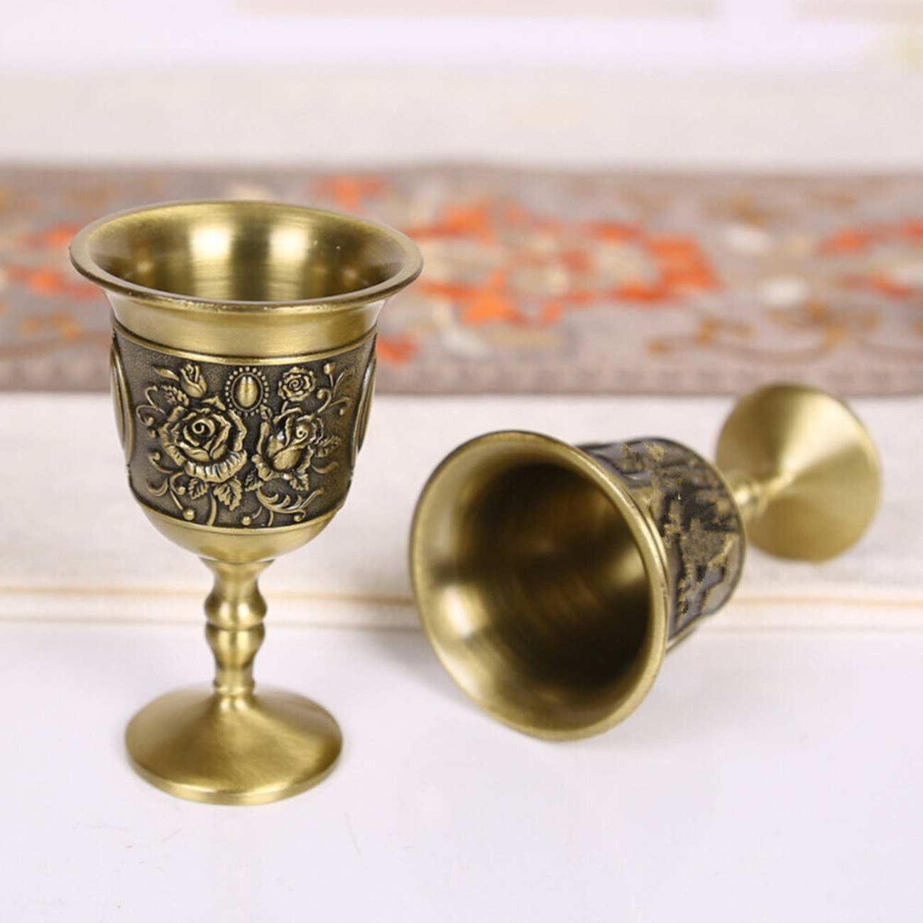 Modern Design Copper Wine Goblet With Brass Drinkware Hot Selling Goblet Cup For Wine Modern Design Goblet Brass With Embossed