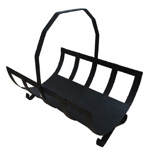 Standard Design Wood Storage Rack Top Quality Black Color Pure Iron Log Rack Heavy Duty Fireplace Garden Log Holder