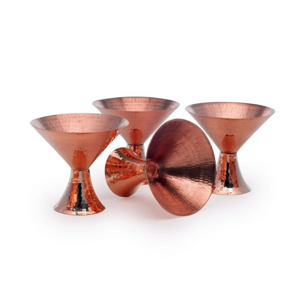 Copper Plated Metal Goblet Modern Design Metal Table Ware Copper Hammered Margini Glass Wine Drinking Glass