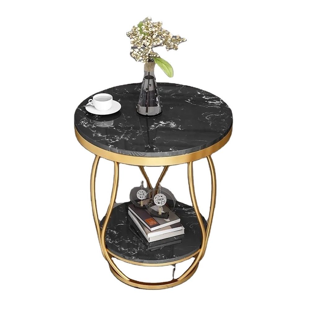 Classic Marble Top Coffee Table With Bottom Shelf Metal Frame/Body For Home Decor Metal Furniture Living Area Furniture