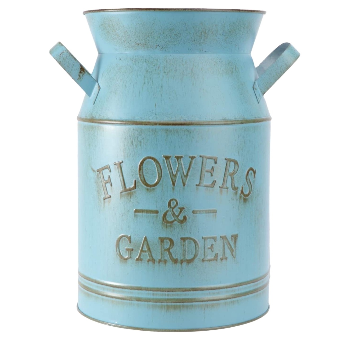 Pale Blue Vintage Galvanized  Flower Pot/Vase Galvanized Milk Can Flower Pot With Handles Vintage Indoor Usage