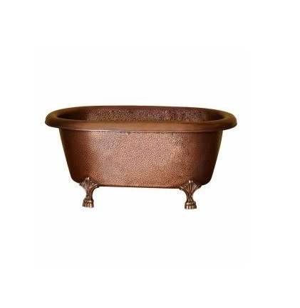 Latest Best Selling Large Size Copper Polished Bath Soaling Tub Handmade Prime Quality Bathroom Tub With Aluminium Legs