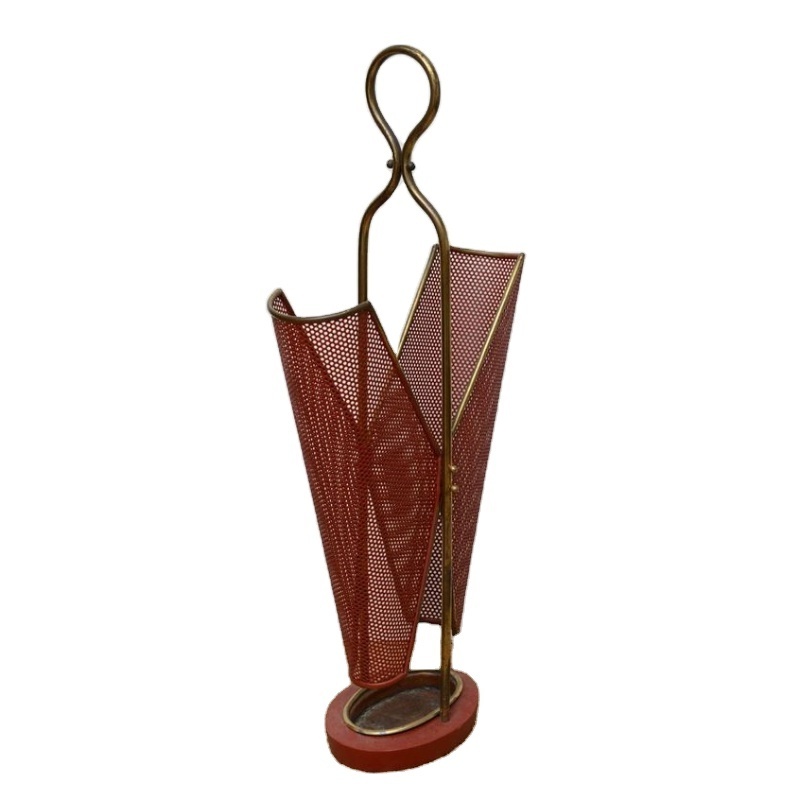 Red Powder Coated Metal Iron Umbrella Stand Latest Design Large Size Home Decorative Umbrella Stand From India