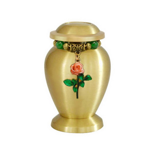 Funeral Supplies Metal Coffin Casket Funeral Supplies With Gold Colour And Custom Design Enamelled Design Cremation Ashes Urn