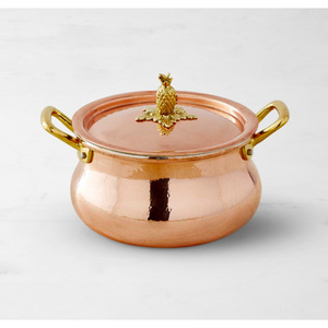 Hot Selling Casserole Elegant Look Premium Quality Copper Food Warmer And Storage Hot Pot With Leak Proof Lid With Brass Handle