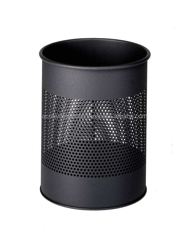 Good Quality Latest Design Metal Waste Bin Home And Commercial Black Color Solid Iron Waste Bin For Indoor and Outdoor Use