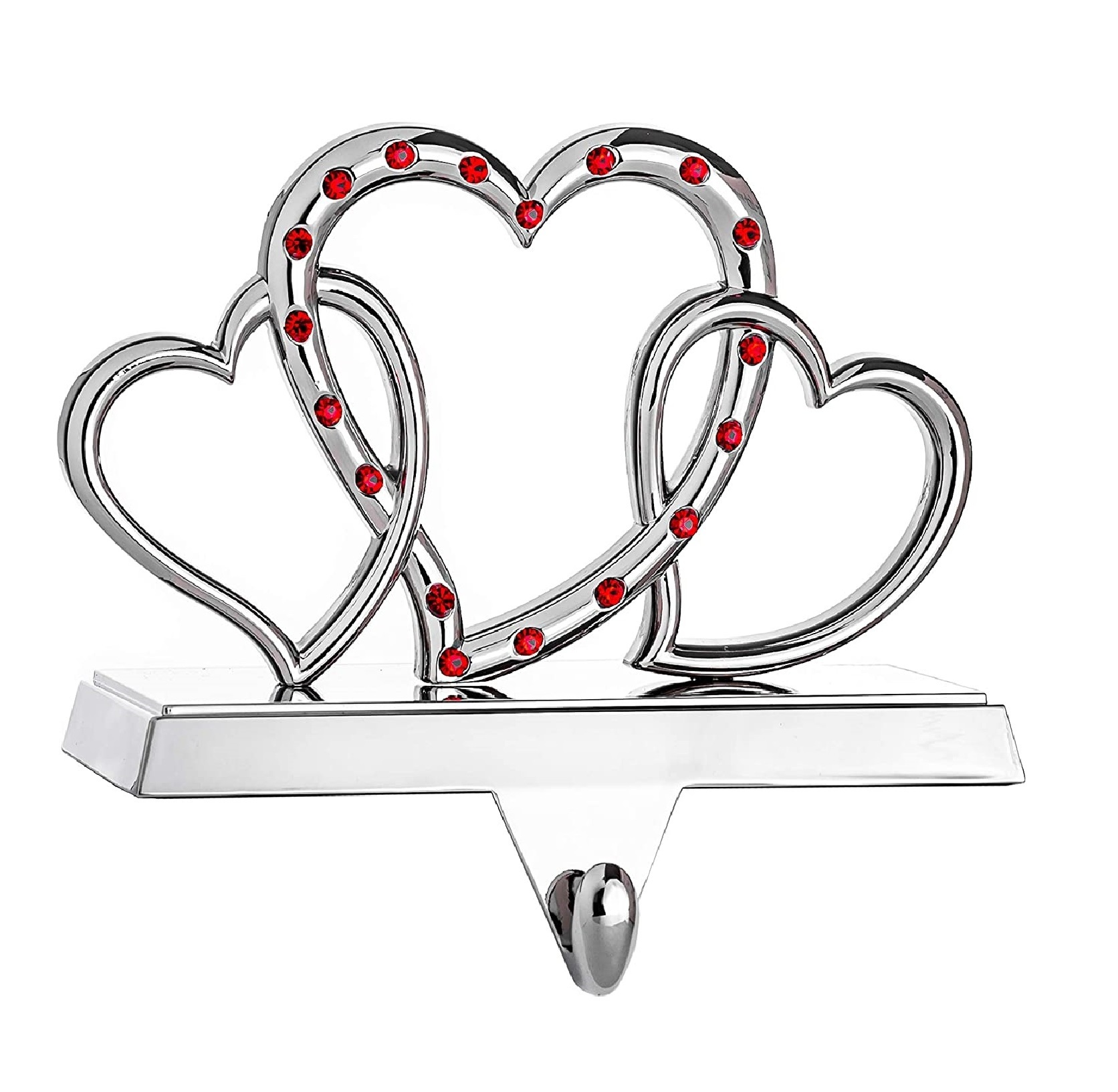 Three Heart Shape Hanging Stocking Holder Silver Shade Color Free Standing For Christmas And Home Decoration Party Supplies