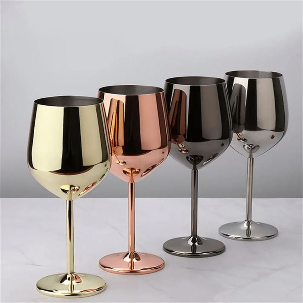 Copper Plated Metal Goblet Modern Design Metal Table Ware Copper Hammered Margini Glass Wine Drinking Glass