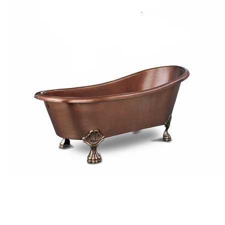 Latest Best Selling Large Size Copper Polished Bath Soaling Tub Handmade Prime Quality Bathroom Tub With Aluminium Legs