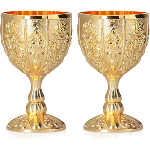 Wine Champagne Whiskey Glass Pure Handmade Gold Plated Engraved Brass Premium Goblet Champagne Flutes Coupes Brass Goblet