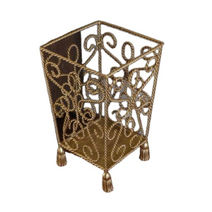 Good design gold plated metal iron umbrella stand prime quality square shape household indoor umbrella stand for top selling