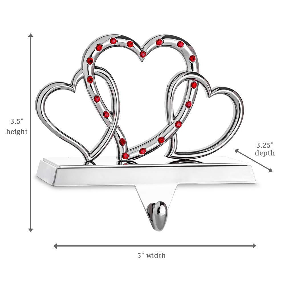 Three Heart Shape Hanging Stocking Holder Silver Shade Color Free Standing For Christmas And Home Decoration Party Supplies