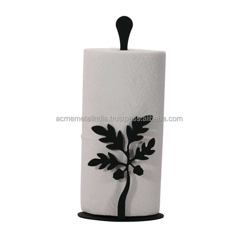 Trending Design Free Standing Paper Towel Holder Metal Black Color Home and Kitchen Towel Holder Dispenser