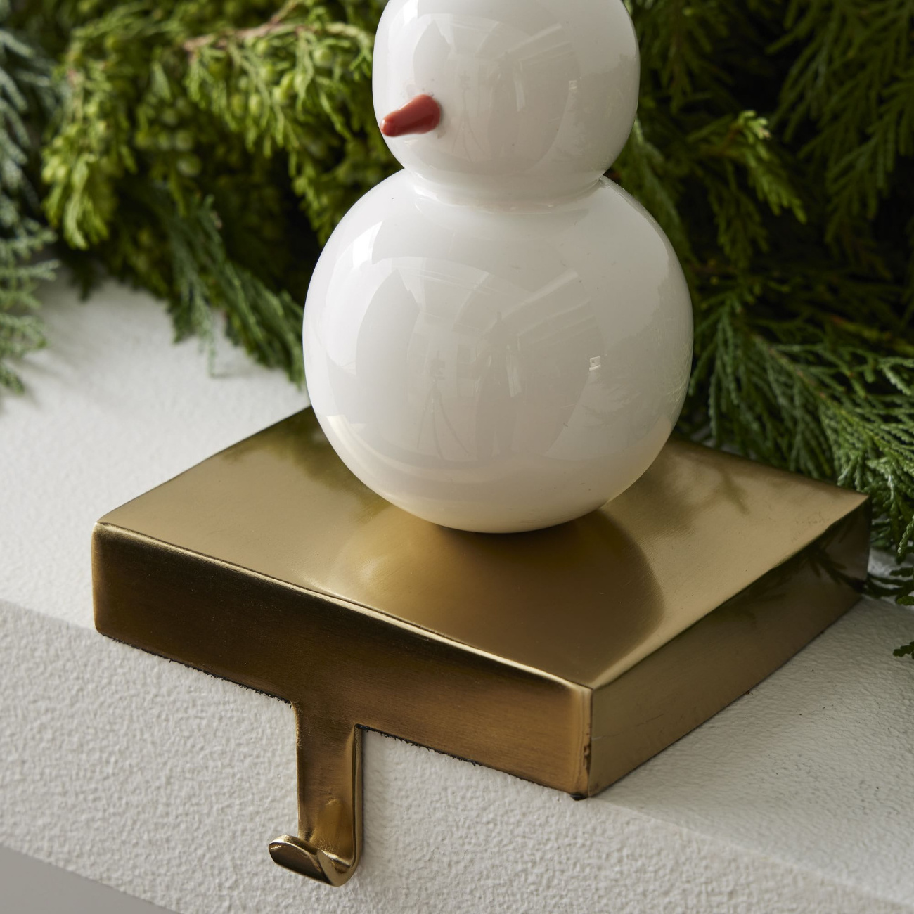 Snowman Design Fancy Stocking Holder Gold Color Christmas Ornaments Stocking Holder Standing For Tabletop Hanging Accessories