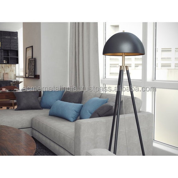 Living Room Floor Lamp Modern Unique Tripod Design Black Color Metal Umbrella Shape Shade For Living Room Bedroom Decoration