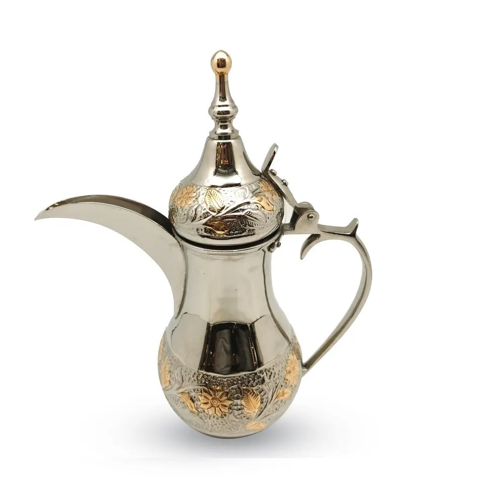 Brass Dallah Kitchenware Coffee Tea Maker Pot Tableware Restaurant Decorative Dallah Handmade Gold Vintage Tea Pot