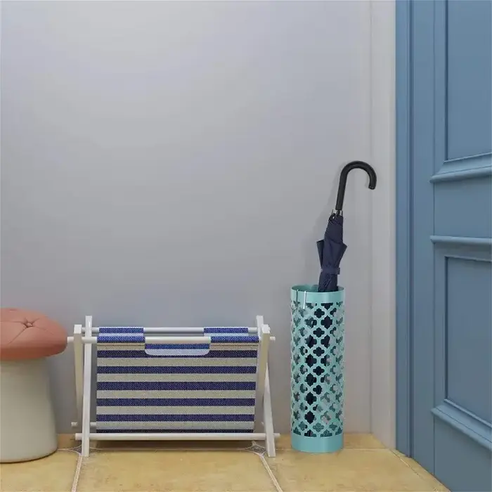 Modern Style Indoor Umbrella Stand Umbrella Storage Rack Umbrella Bucket Indoor Home Decoration Blue Color Powder Coated Stand