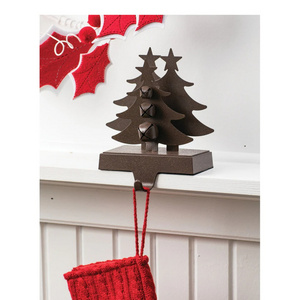 Hanging Stocking Holder Xmas Tree Design Brown Color Home Festive Party Christmas Decoration Stocking Holder