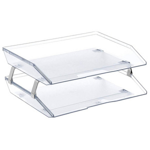 Two Tier Modern Design Acrylic Tray With Handles Clear Acrylic Tray Serving For Bathroom Kitchen Living Room Hotel Supplies