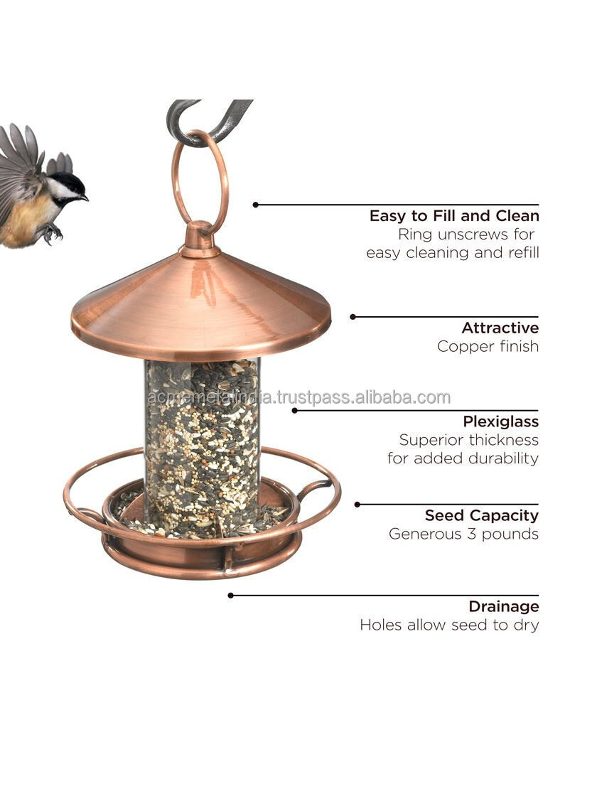 Wholesale Garden Bird Feeder Fabulous Design Outdoor Copper Metal Bird Feeder and Food Holder For Balcony Usage