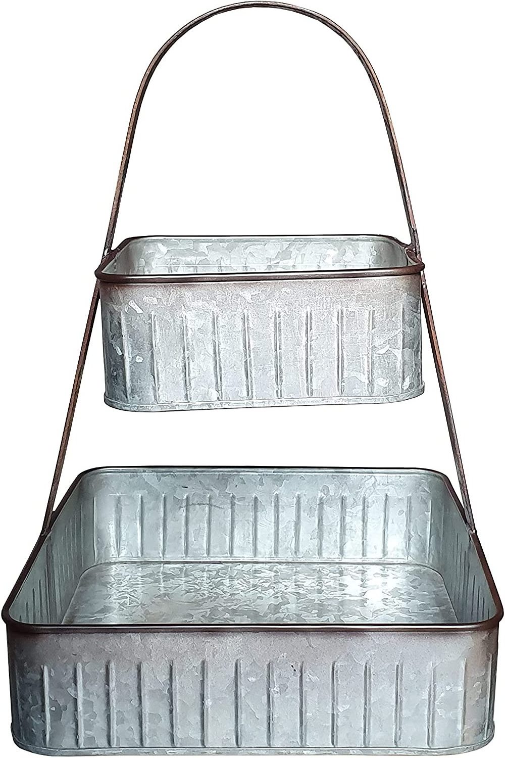 2 Tier Square Shape Galvanized Cake Stand/Tray Wedding Kitchenware Cake and Dessert Server By ACMI Metal India