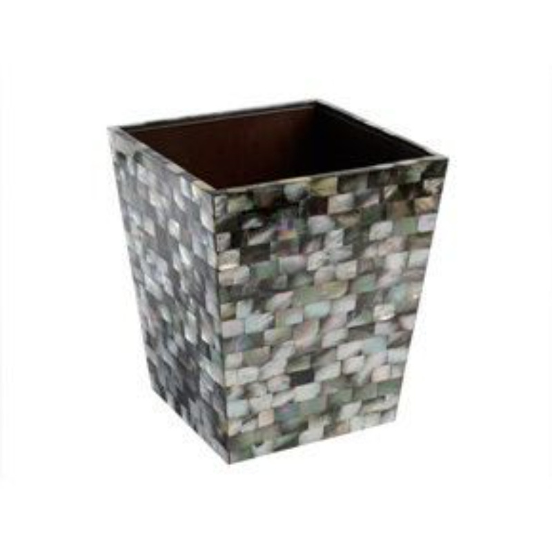 Garbage Waste Bin Mother Of Pearl and Wooden Dust Bin Superior Quality Large Size Indoor Recycle Trash Can Bucket