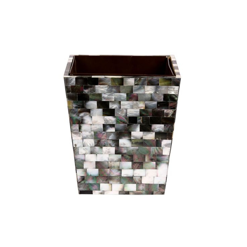 Garbage Waste Bin Mother Of Pearl and Wooden Dust Bin Superior Quality Large Size Indoor Recycle Trash Can Bucket