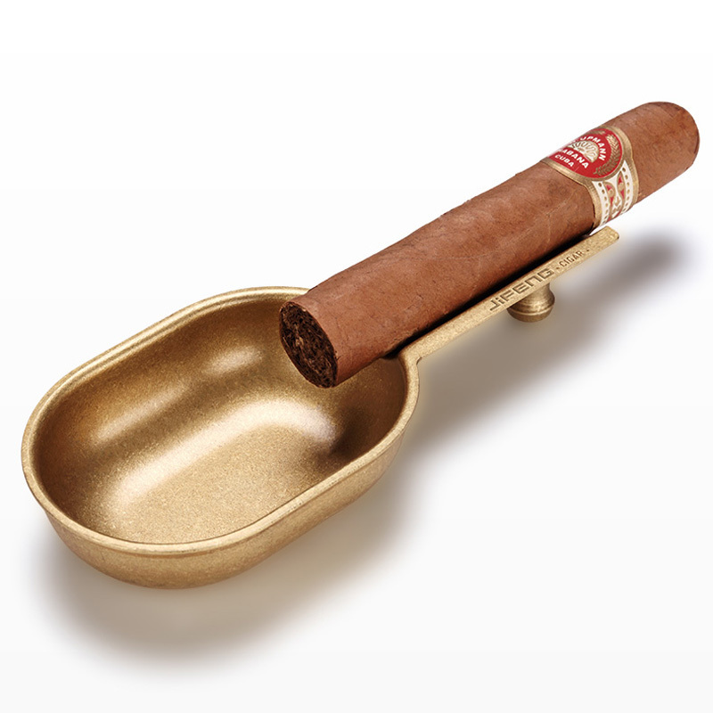 Spoon Shape Ashes Tray With Golden Color Tabletop Smoking And Lighter Accessories Pocket Ashtray Supplies Tabletop Designer