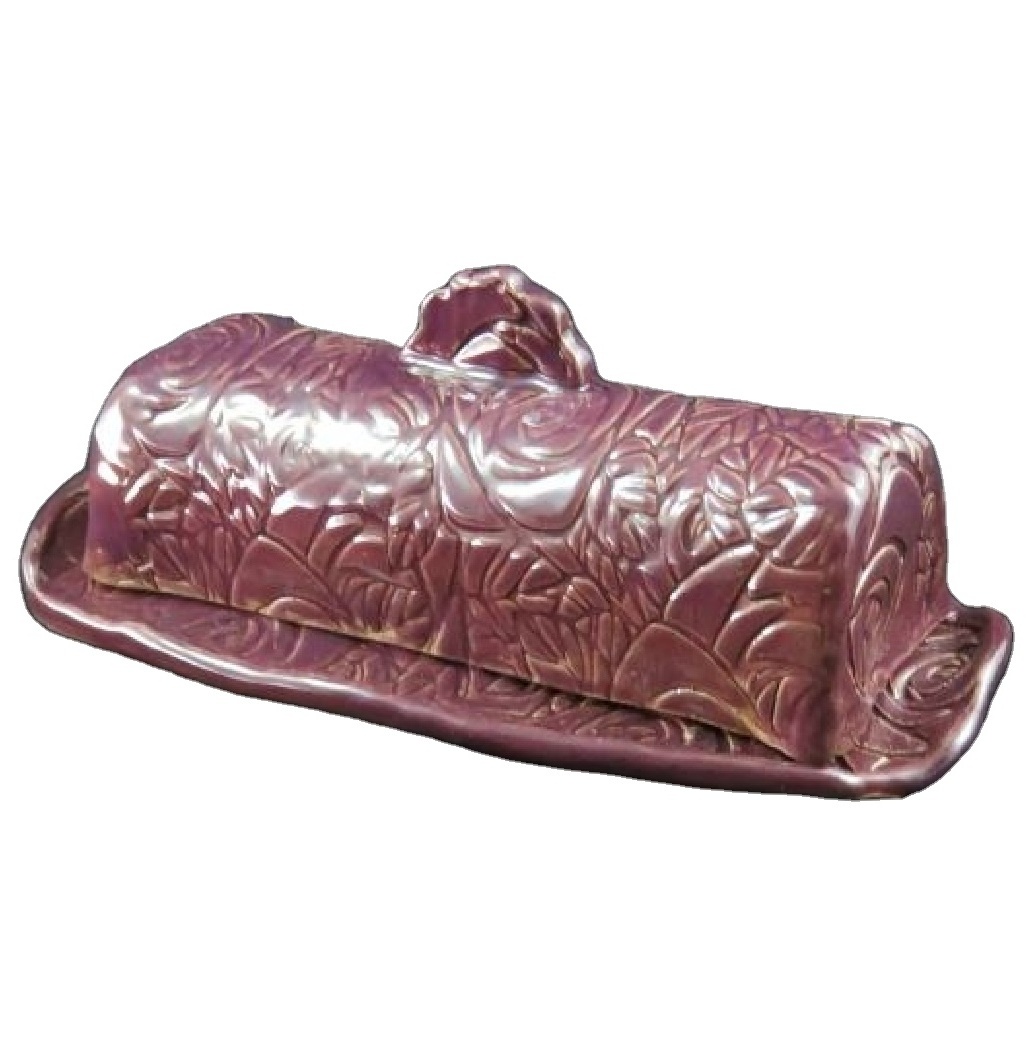 Embossed Design Copper Butter Dishes Plates Exclusive Quality Large Size Customized Shape Copper Table Top Butter Dish