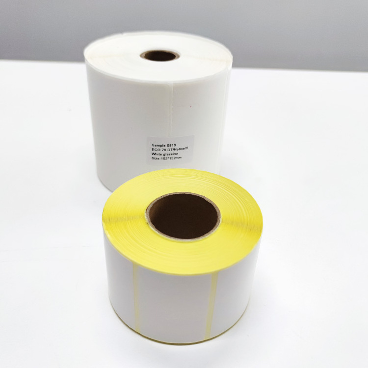 Factory custom size small roll transfer labels self adhesive thermal paper roll self-adhesive label