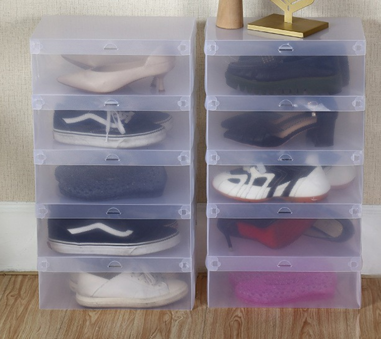 Thickened Shoe Box Home Sneakers High Heels Storage Box Transparent Wholesale PP Plastic Carton Foldable Clothing Organizer