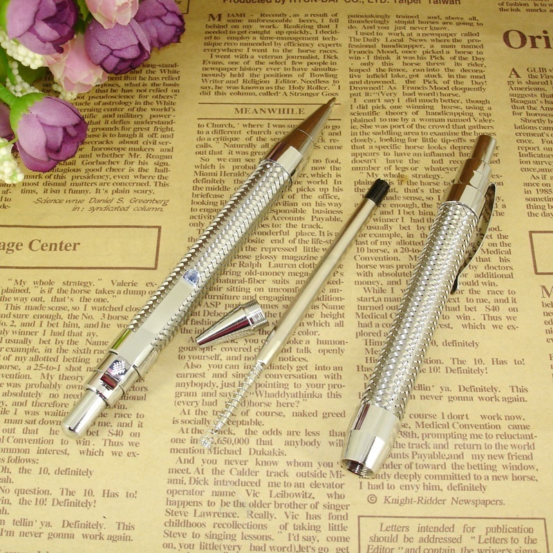 ACMECN Metal Pen Classical style Stainless Steel Wire Braid Ball Pens for Advertisement Logo Press Luxurious Ballpoint Pen