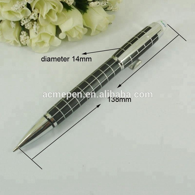 ACMECN Black Checker Metal Pens Plating Silver Trim Twist Retractable Ballpoint Pen Crystal Custom Logo Metal Ball Pen