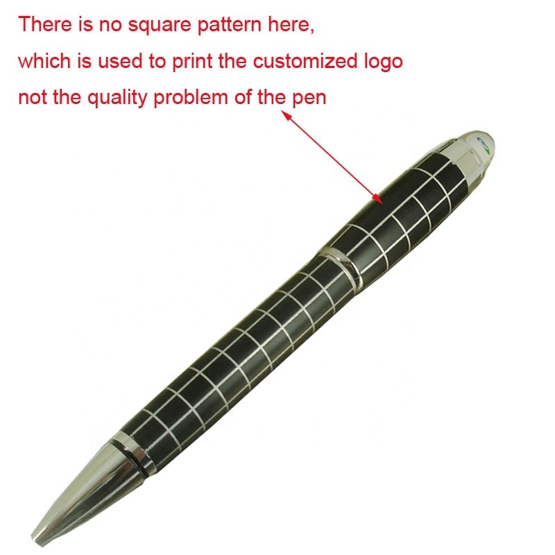 ACMECN Black Checker Metal Pens Plating Silver Trim Twist Retractable Ballpoint Pen Crystal Custom Logo Metal Ball Pen