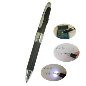 ACMECN Newest Black Ball Pen with LED Light and Touch Screen Stylus for Premium Gifts 3 in 1 Multi-function Pen