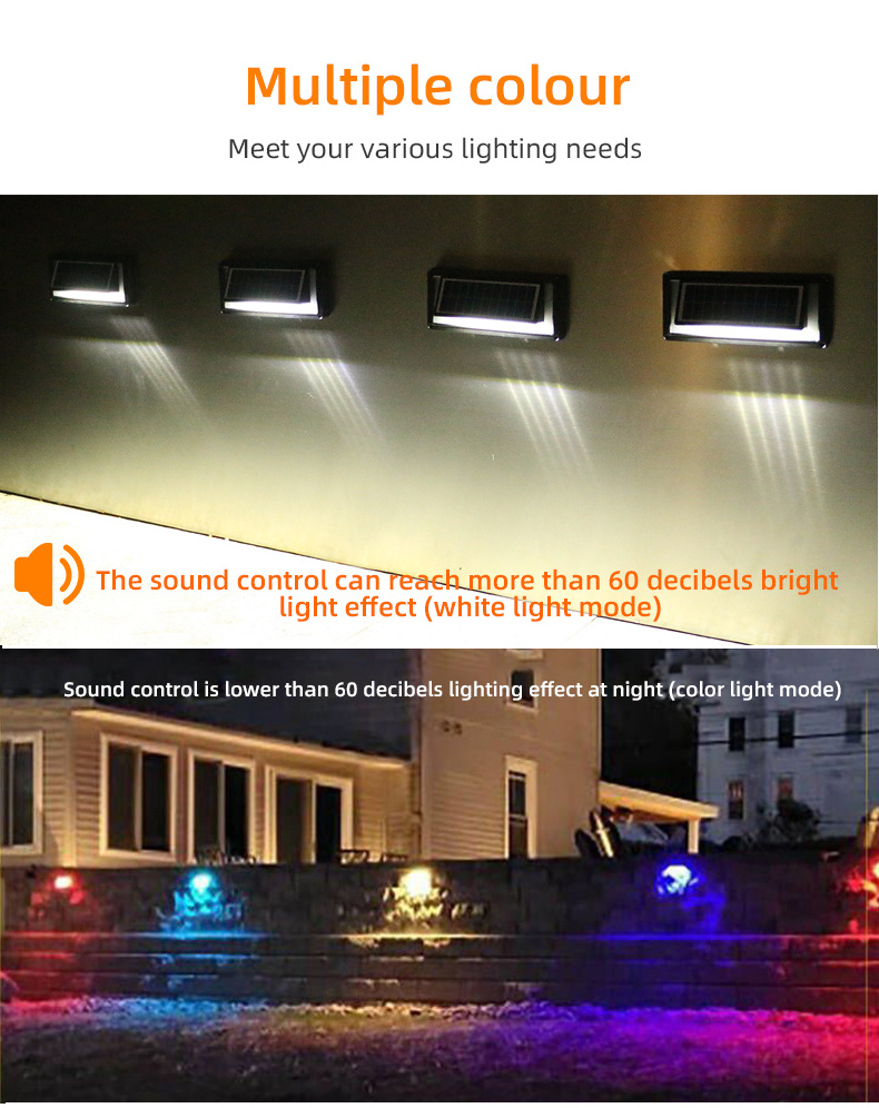 Exterior wall mounted solar med starburst led garden lamps steady light switch on off auto led garden lights voice control