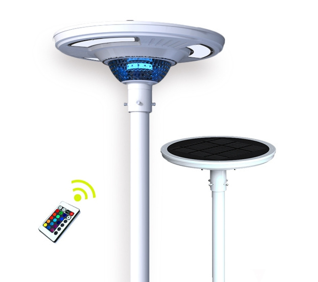 Factory Supply UFO Solar Garden Light Decorative Pole Street Light With Remote Control 3 Years warranty pillar light