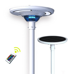 Factory Supply UFO Solar Garden Light Decorative Pole Street Light With Remote Control 3 Years warranty pillar light