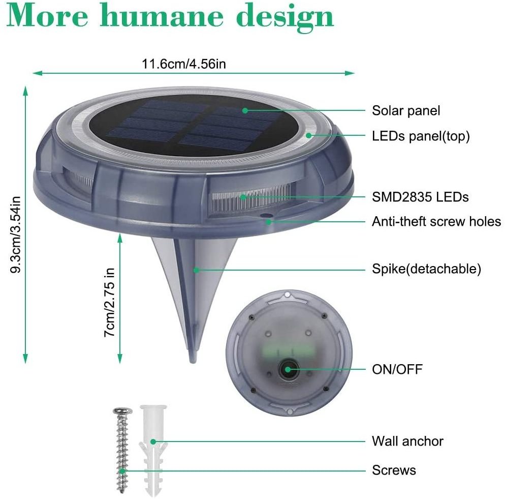 Security Solar Deck Lights, Outdoor Weatherproof LED Deck Lights with Stakes and No Wiring Required