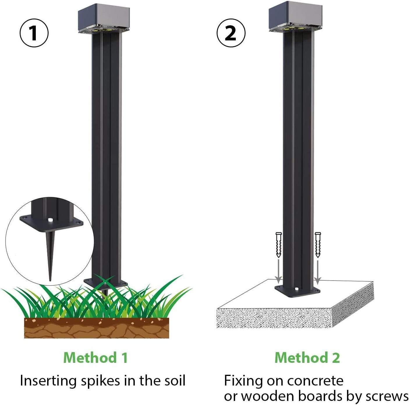 2 Pack Tall Solar Lamp Post Lights for Outside, Cast Aluminum Solar Garden Lights Outdoor Waterproof, Solar Landscape Light