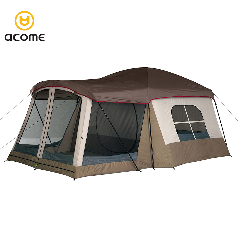 Acome Dropshipping 8 Person Water Resistant Tent with Convertible Screen Room for Family Camping Tent