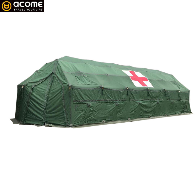 ACOME Hot Sale Outdoor Steel Frame Outdoor Winter Green Canvas Camping Disaster Relief Tent