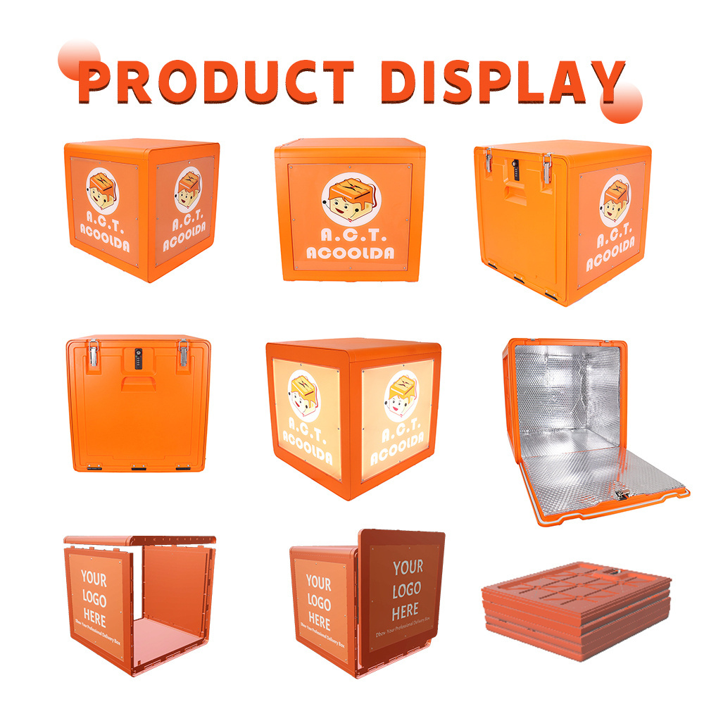 FRP High Quality Heavy Duty Keep Hot and Cold Motorcycle Delivery Food Box With Advertising Led