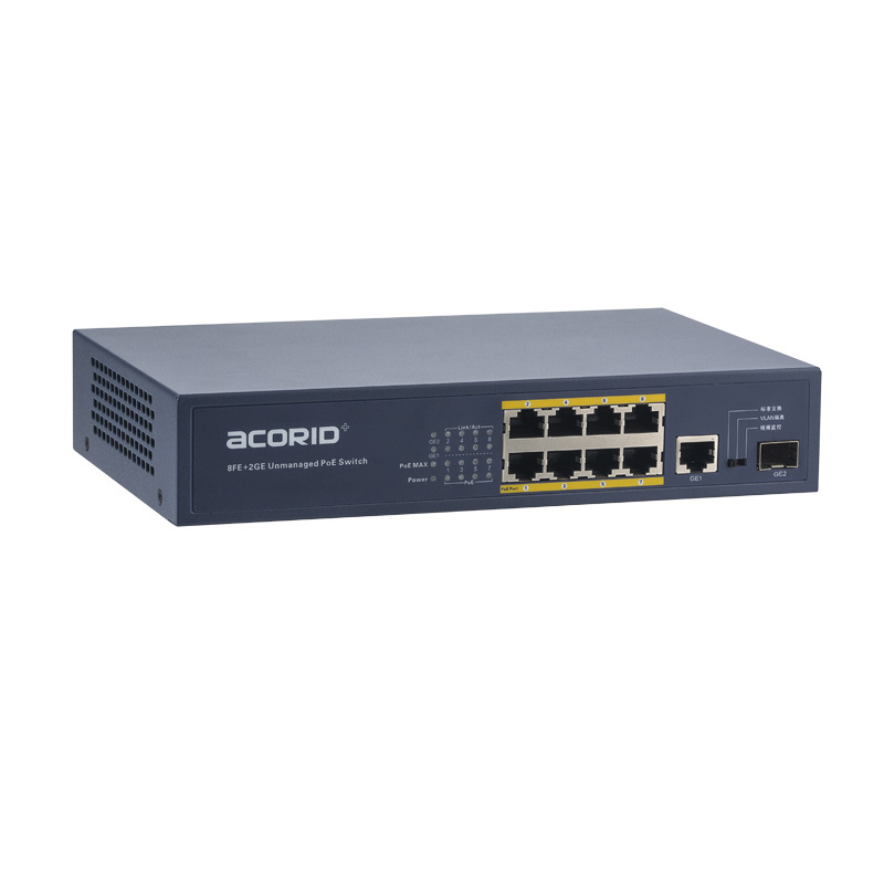 Network Switch PoE 8 Port with 10/100Mbps Unmanaged Ethernet Switch