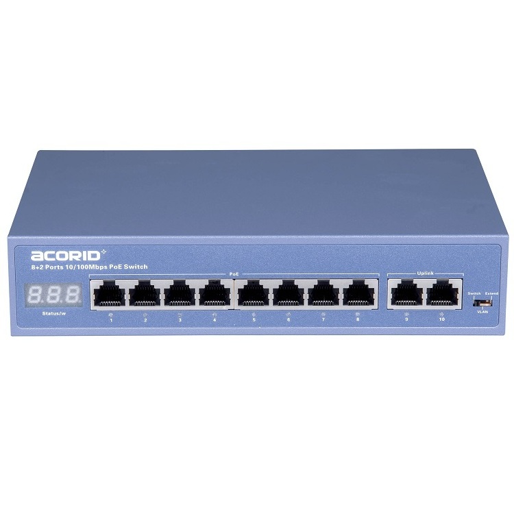 poe switch smart 8FE+2 Gigabit port Smart switch for cctv hikvision dahua IP camera