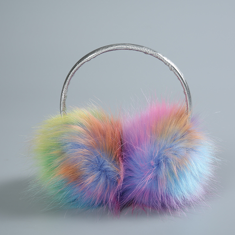 Rainbow Plush Ear muffs Cute Cat Autumn Winter Soft Fur Ear Cover Warm Headphone Adult  Earmuff Skiing Ears Warmer