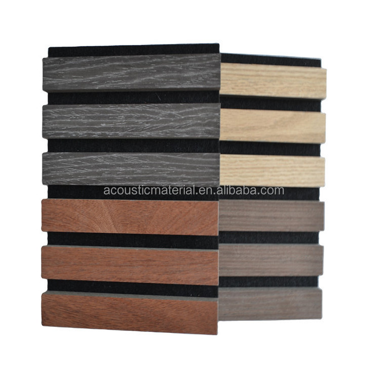 sound absorbing akupanels PET felt Wood Veneer Slat wall Panels for decoration