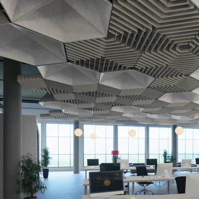 Hexagon Art Pet Acoustic Ceiling Tiles Polyester Fiber Acoustic Panels for Ceiling