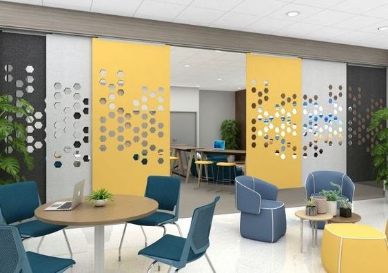 Sound Proofing Polyester Acoustic Panels Room privacy Partition Noise Reduce Hanging Polyester Partition Screen Room Divider